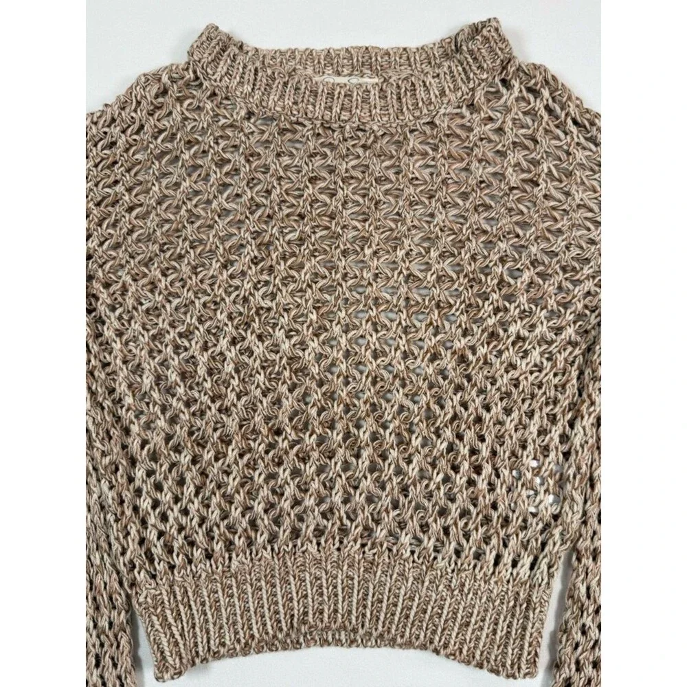JESSICA‎ SIMPSON Girls Sweater 6X Open Knit Cropped Neutral Boho Cottagecore
